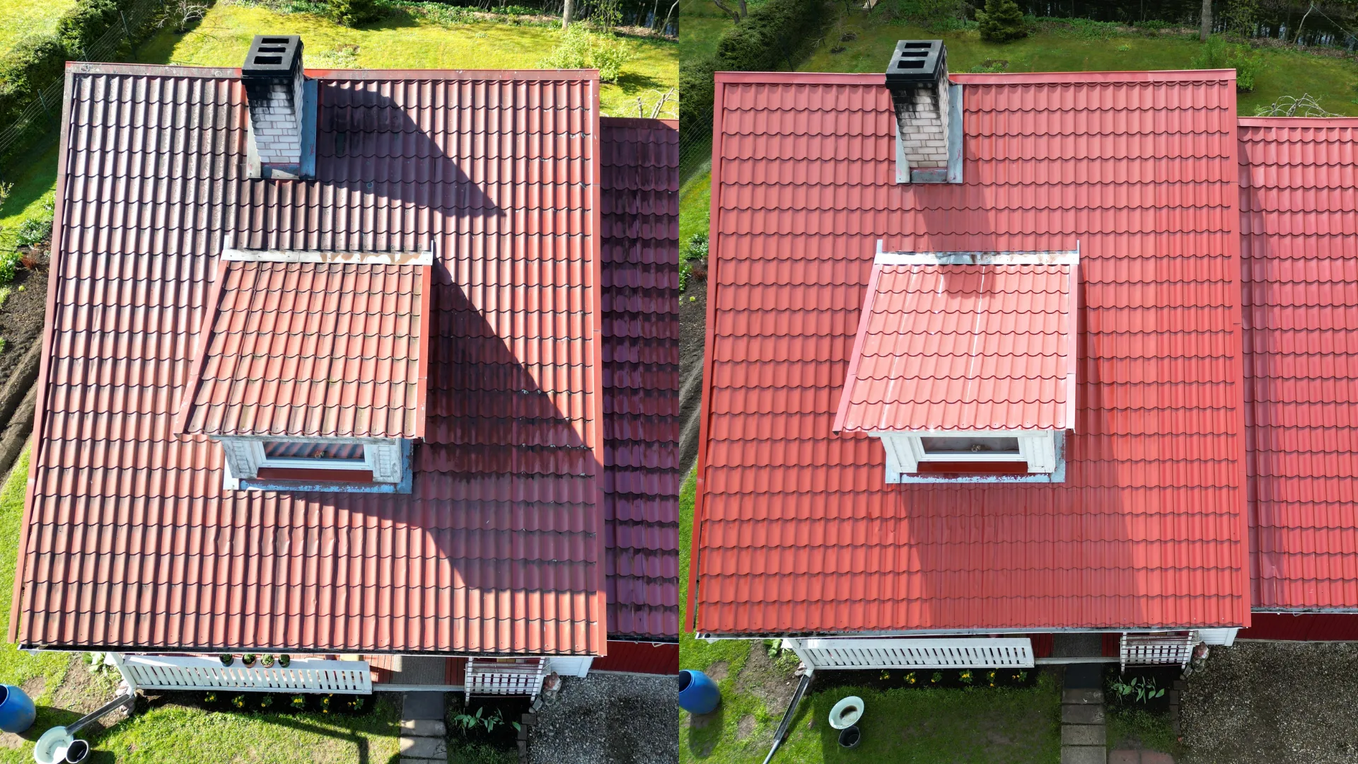 Plekk- katuse pesu survepesu abil