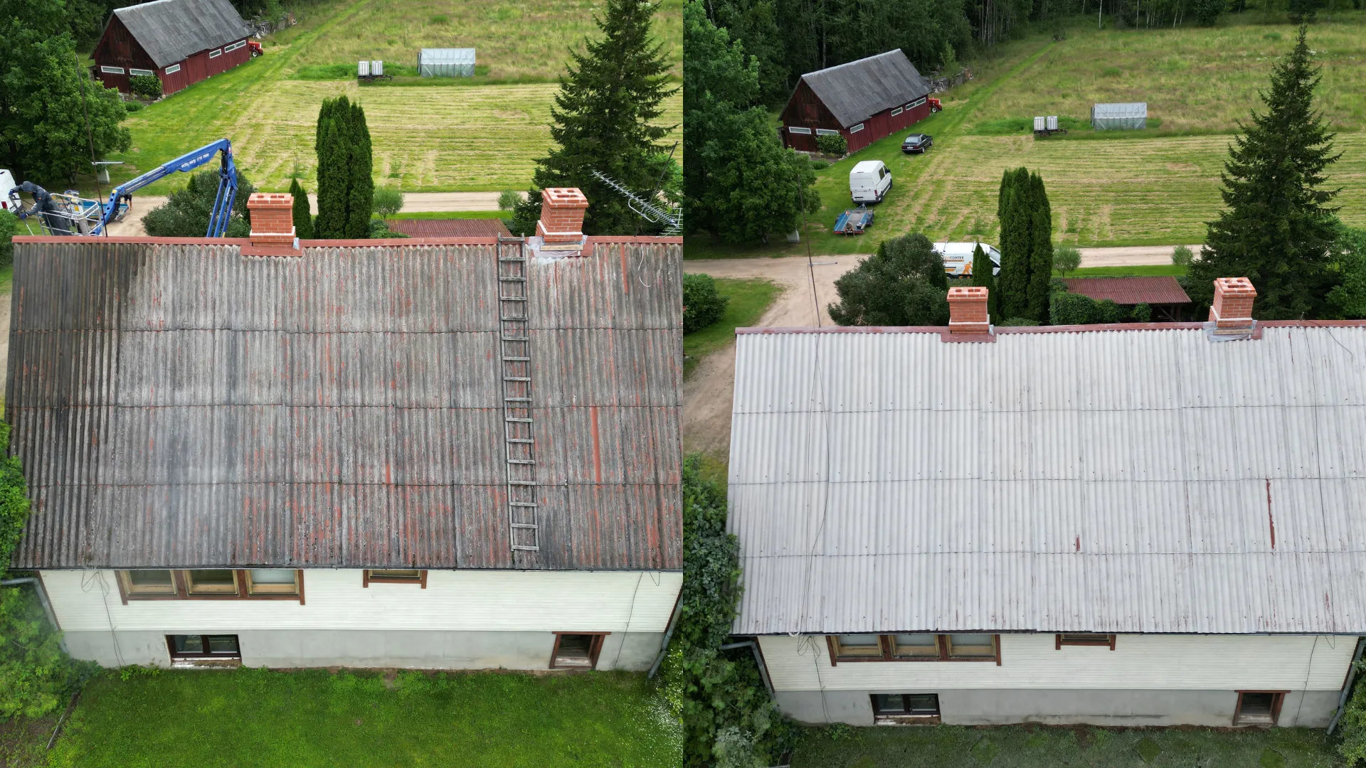 Eterniitkatuse pesu survepesu abil